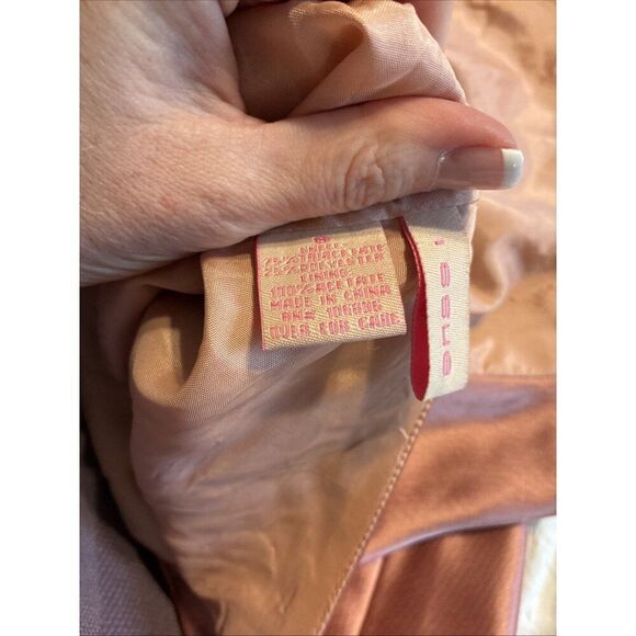 Enssi Solid Peach Pink Satin Halter V Neck Formal Maxi Dress 8 Medium - Picture 3 of 4